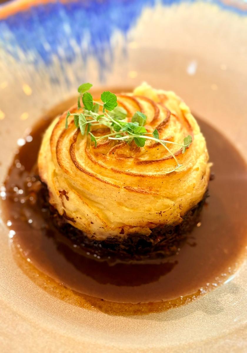 Parmentier de bœuf aux choux rouges